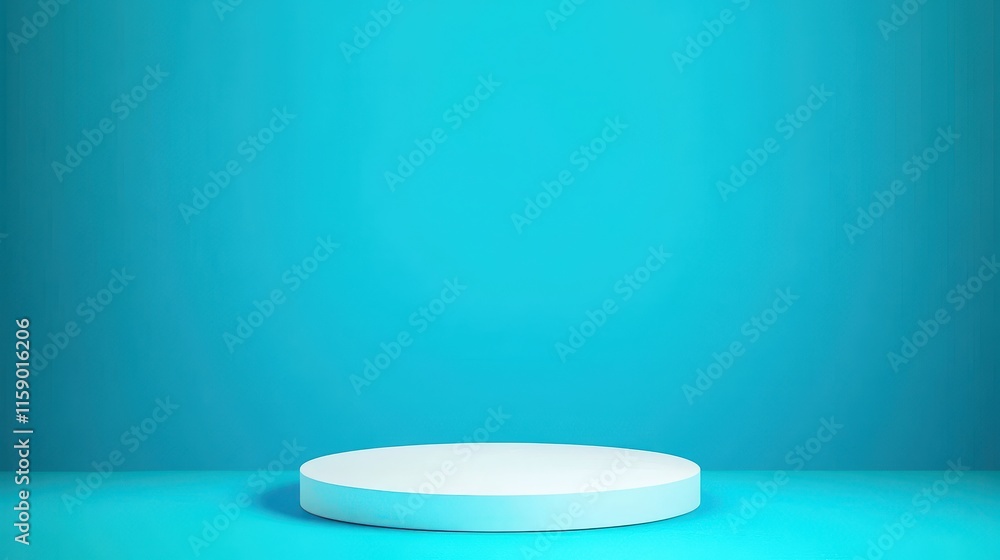 A White Circular Platform Against A Blue Background A White Circular Platform Against A Blue Background