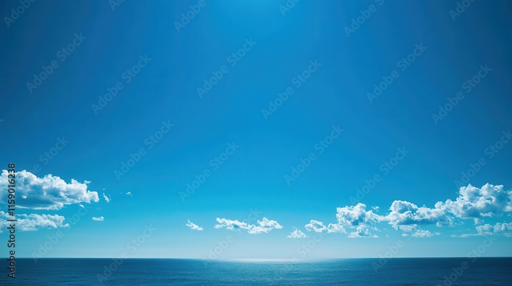Obraz premium Bright ocean view under blue sky with clear horizon
