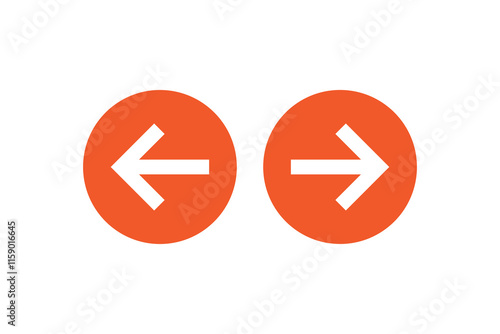 Free Download Orange circles with white left and right arrows provide clear directional guidance for interface selection isolated on white. - GFXLoad