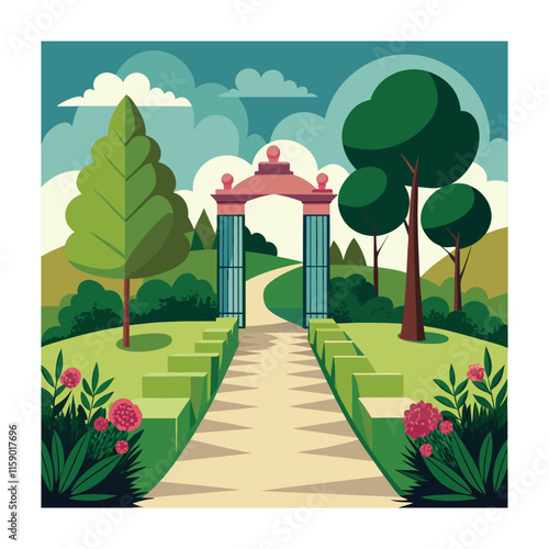 Mughal Garden vector illustration