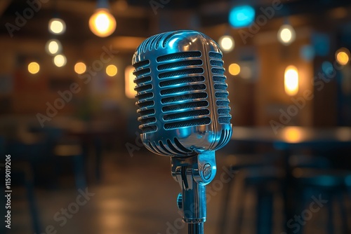 Retro microphone on stage