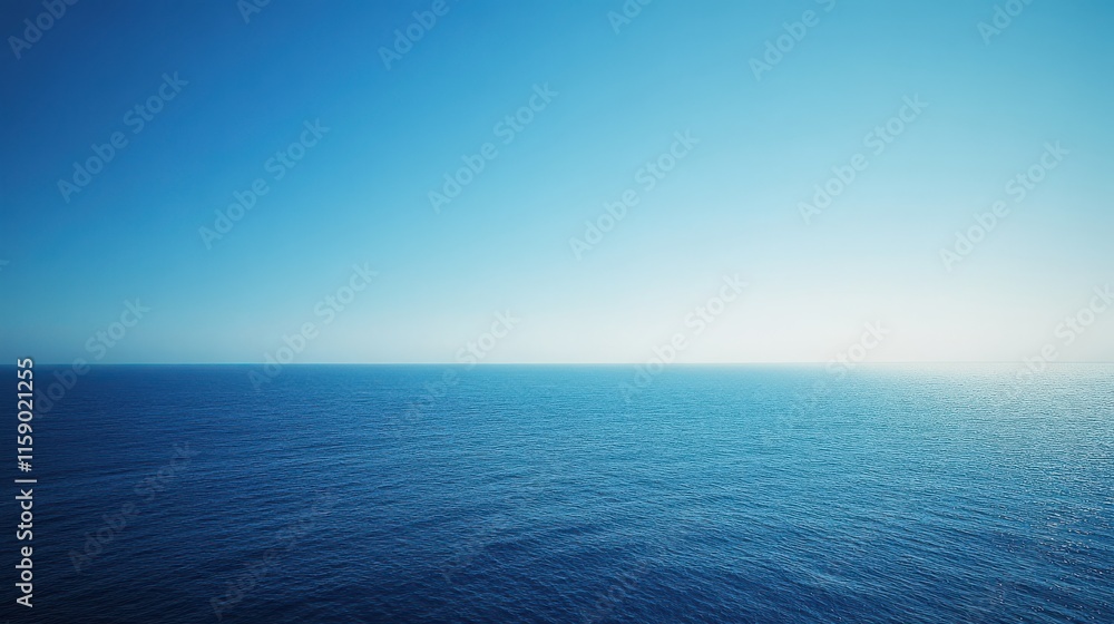 Ocean view under vast clear blue sky with gradient towards horizon Ocean view under vast clear blue sky with gradient towards horizon