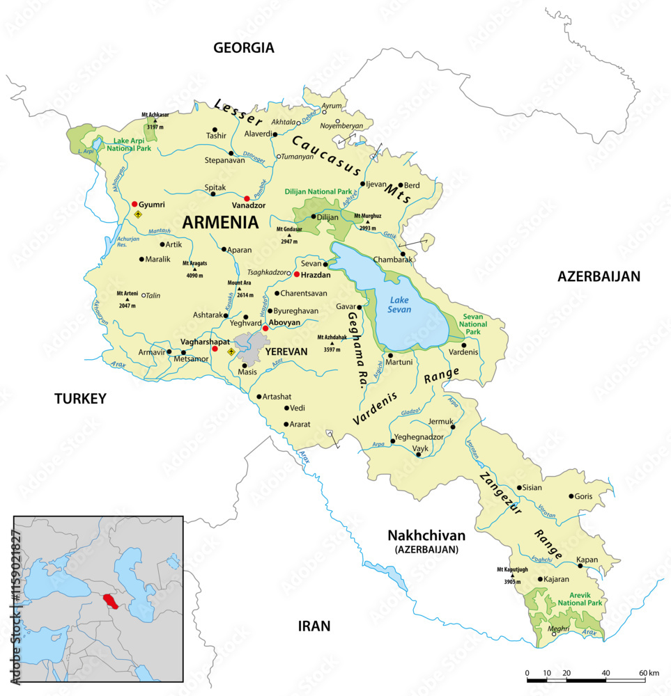 Obraz premium vector map of the Republic of Armenia