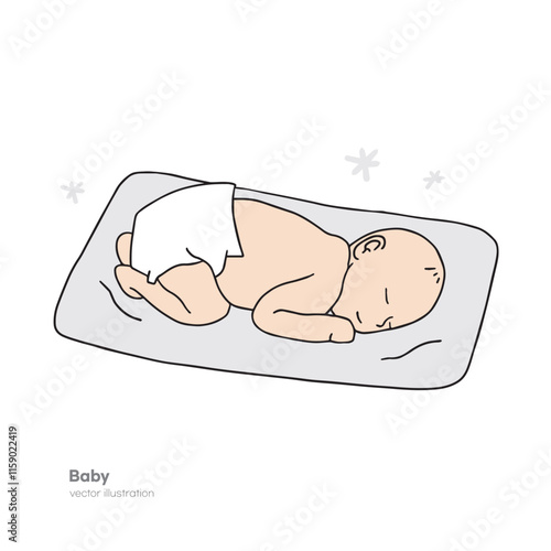 an illustration of a sleeping newborn