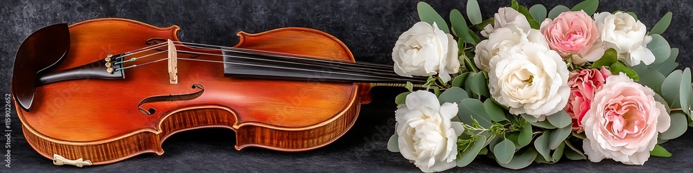 Violin and roses on dark background. Violin and roses on dark background.