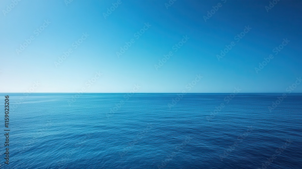Fototapeta premium Ocean view under vast clear blue sky with gradient towards horizon