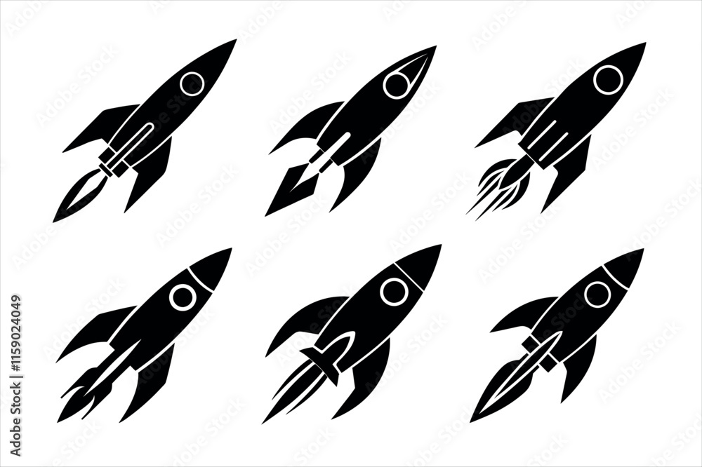 Black Rocket Icons Ready to Launch Black Rocket Icons Ready to Launch