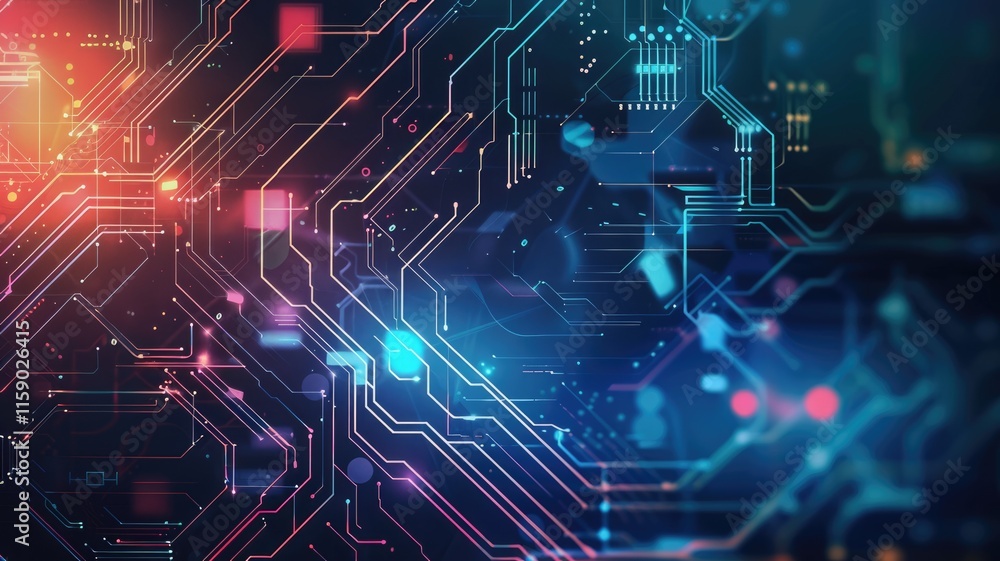 Explore this stunning abstract tech background featuring vibrant colors and intricate lines, perfect for technology-themed projects and designs. Explore this stunning abstract tech background featuring vibrant colors and intricate lines, perfect for technology-themed projects and designs.