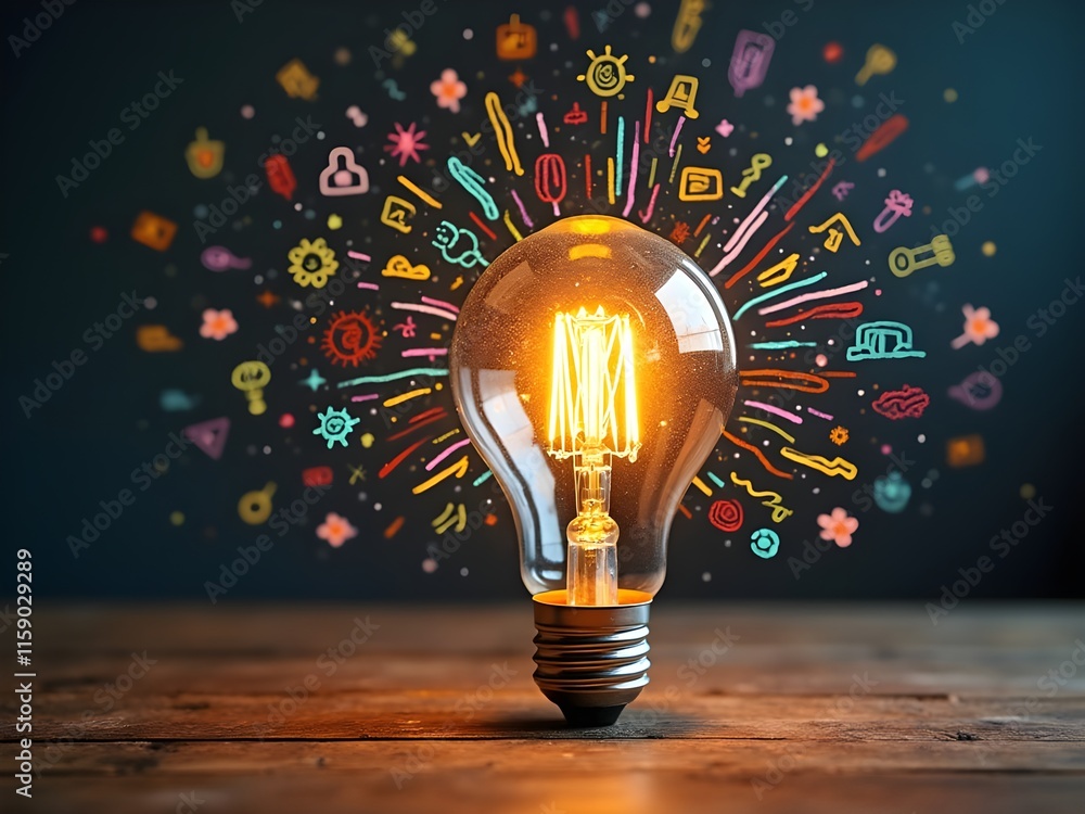 Concetto di innovazionee ed invenzione, idea creativa e geniale