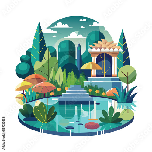 Mughal Garden vector illustration