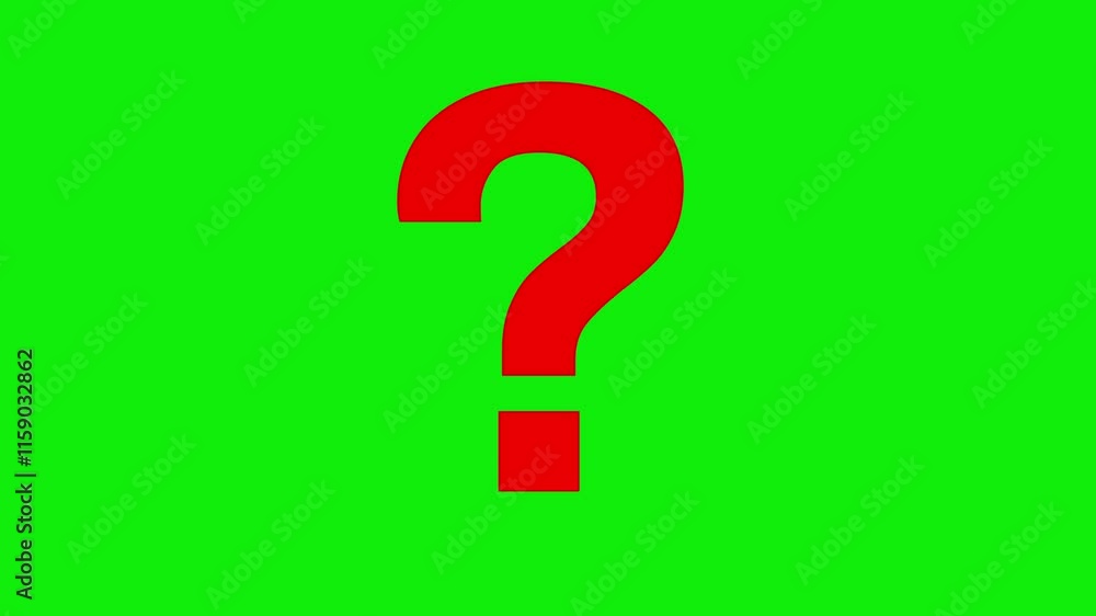 Animated red question mark symbol floating on green screen background Animated red question mark symbol floating on green screen background