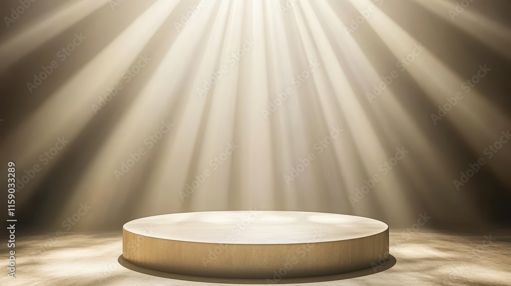 Illuminated Round Platform Under Light Rays Illuminated Round Platform Under Light Rays