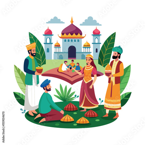 Mughal Garden vector illustration
