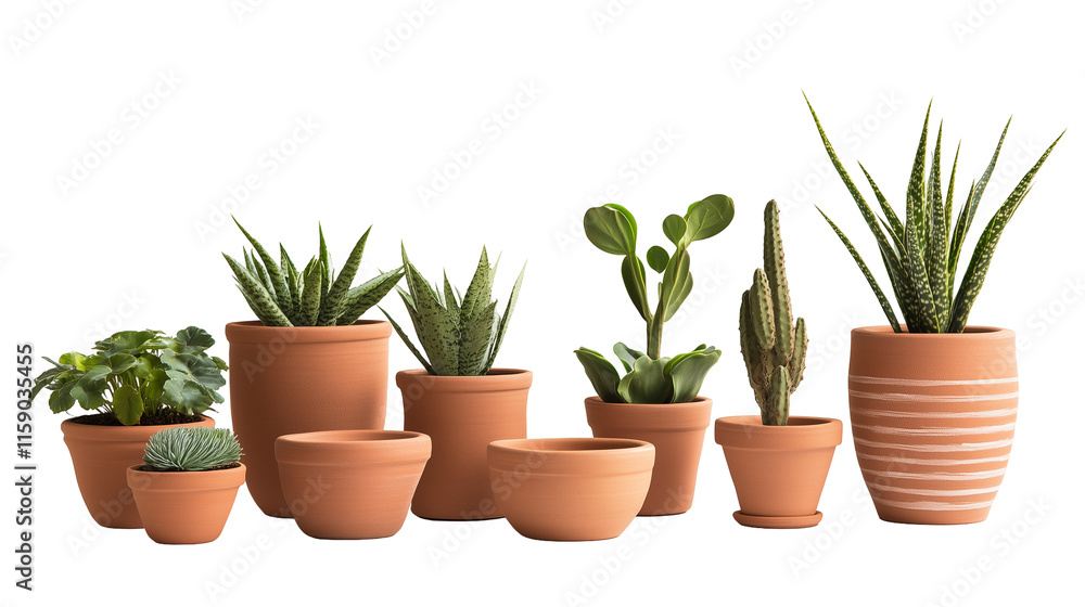 Obraz premium Collection of Clay Planters, Various Sizes and Designs