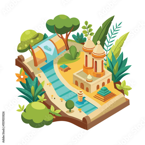 Mughal Garden vector illustration