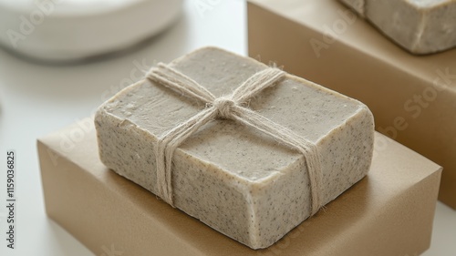 eco-friendly organic soap bars in rustic paper packaging make the perfect sustainable gift idea for loved ones photo