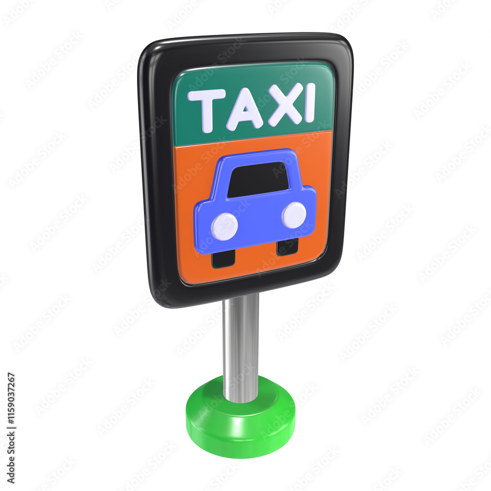 Taxi Stand 3D Illustration Icon Taxi Stand 3D Illustration Icon