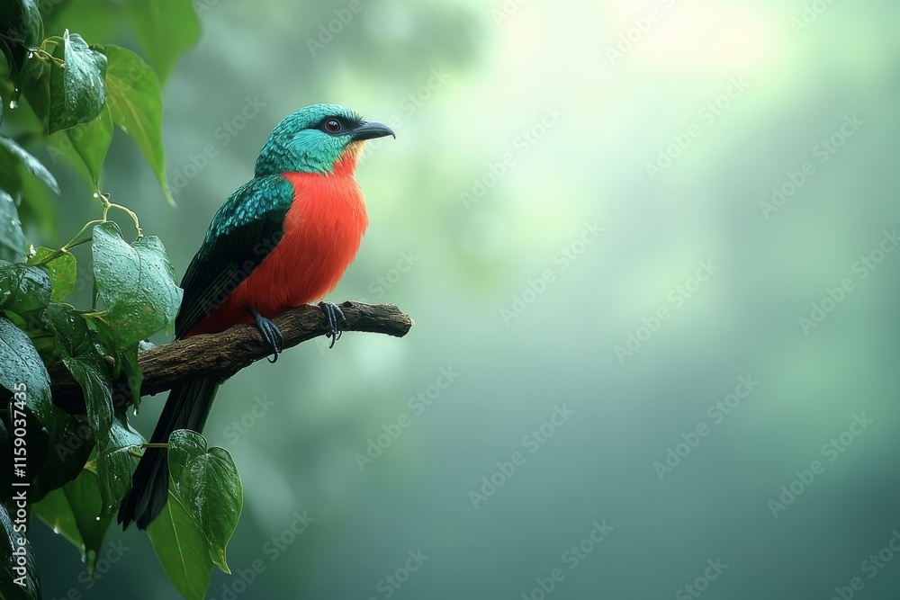 Spectacular Red-legged Honeycreeper in Vibrant Rainforest Spectacular Red-legged Honeycreeper in Vibrant Rainforest