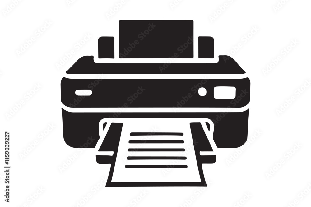 Vector Silhouette of Printer for Office Equipment and Tech Designs Vector Silhouette of Printer for Office Equipment and Tech Designs