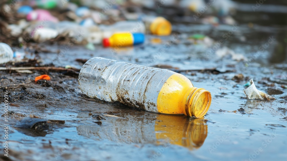 Fototapeta premium Pollution Effects in Lakes with Dramatic Lighting