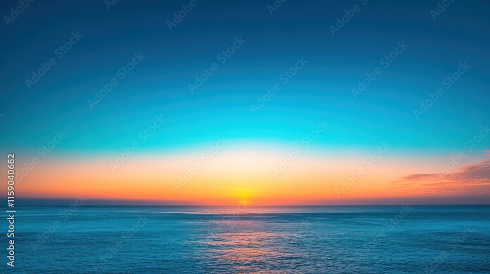 Idyllic view of blue sky and golden sunrise with unobstructed horizon Idyllic view of blue sky and golden sunrise with unobstructed horizon