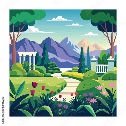 Mughal Garden vector illustration