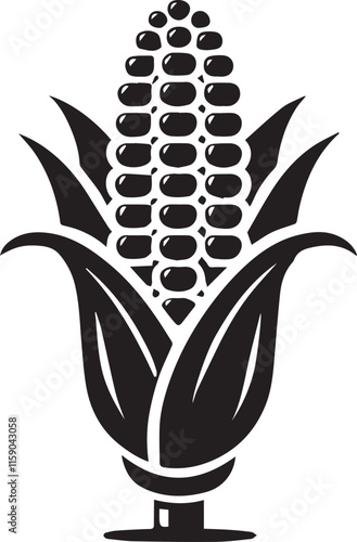 corn logo vector, corn vector illustration, corn silhouette vector black and white