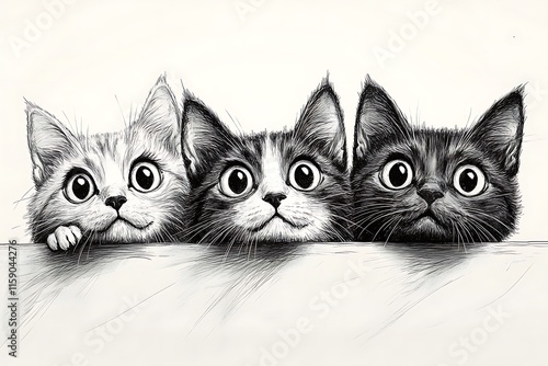 Wallpaper Mural Three Curious Kittens Peeking Over an Edge Torontodigital.ca