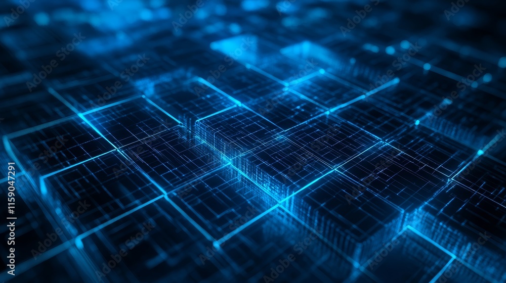 Abstract digital grid in blue and black with glowing lines, futuristic and professional Abstract digital grid in blue and black with glowing lines, futuristic and professional