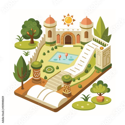 Mughal Garden vector illustration