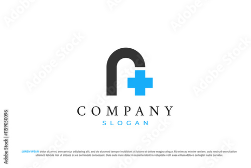 letter n or r plus or hospital medical logo