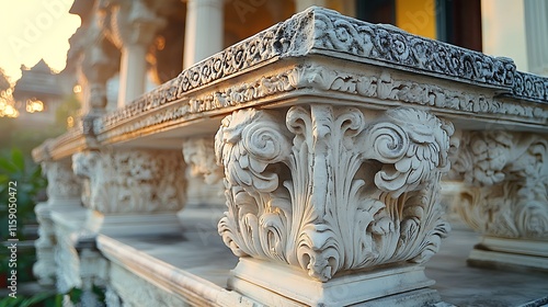 Ornate Stone Balustrade Detail Architectural Design photo