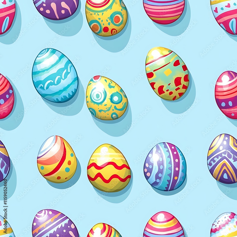 A seamless pattern of colorful Easter eggs A seamless pattern of colorful Easter eggs