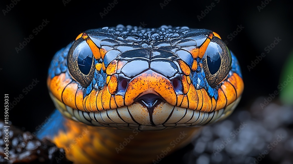 Fototapeta premium Vibrant Snake Head Close Up Detailed Scales