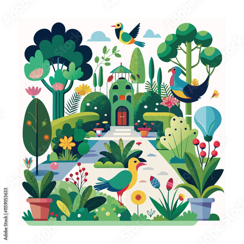 Mughal Garden vector illustration