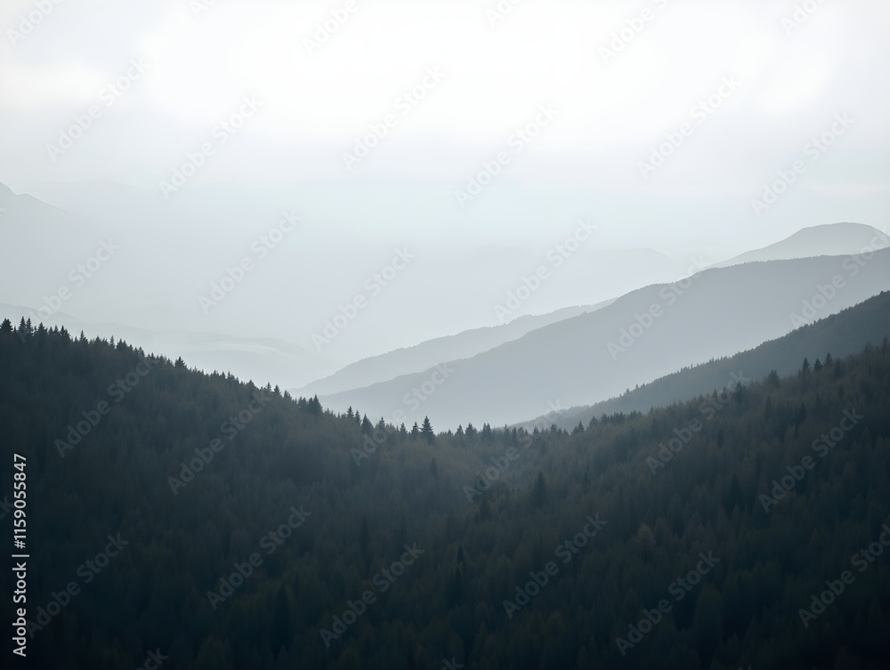 nature landscape with mountain and forest view in grey colors nature landscape with mountain and forest view in grey colors