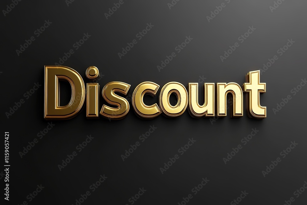 Golden text highlighting discount against sleek dark background, Golden text highlighting discount against sleek dark background,