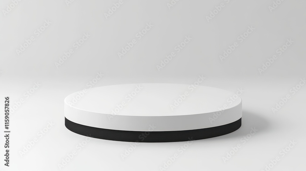 White circular platform with a black base White circular platform with a black base