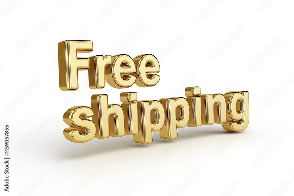 Bold golden letters proclaiming free shipping, set against clean Bold golden letters proclaiming free shipping, set against clean