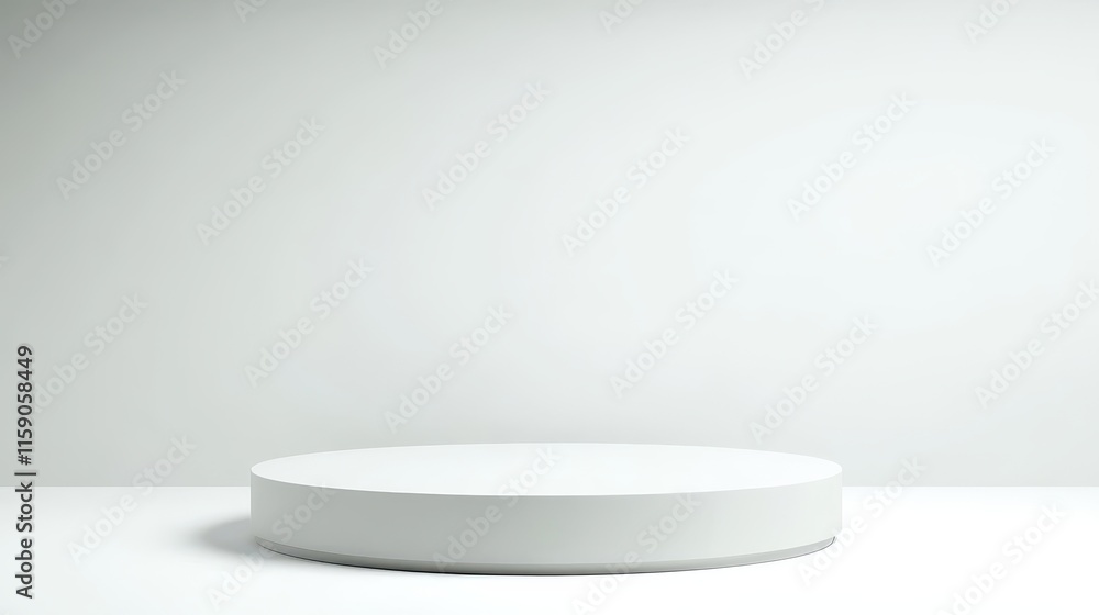 White Circular Platform Against White Background White Circular Platform Against White Background