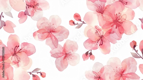 Wallpaper Mural Elegant Pink Watercolor Seamless Floral Pattern for Design Projects Torontodigital.ca