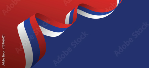 Russia flag ribbon vector empty background