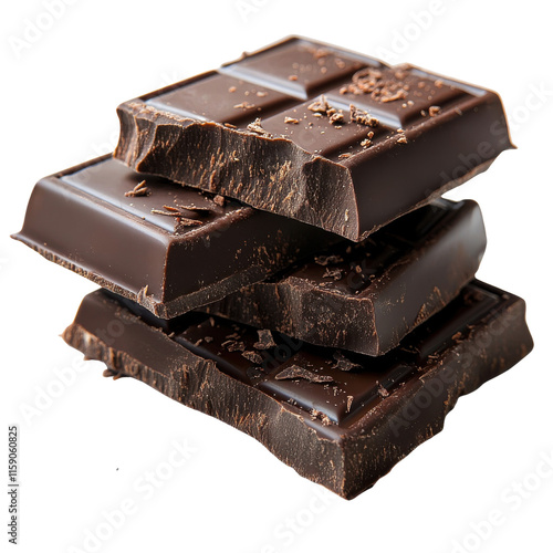 chocolate pieces on white