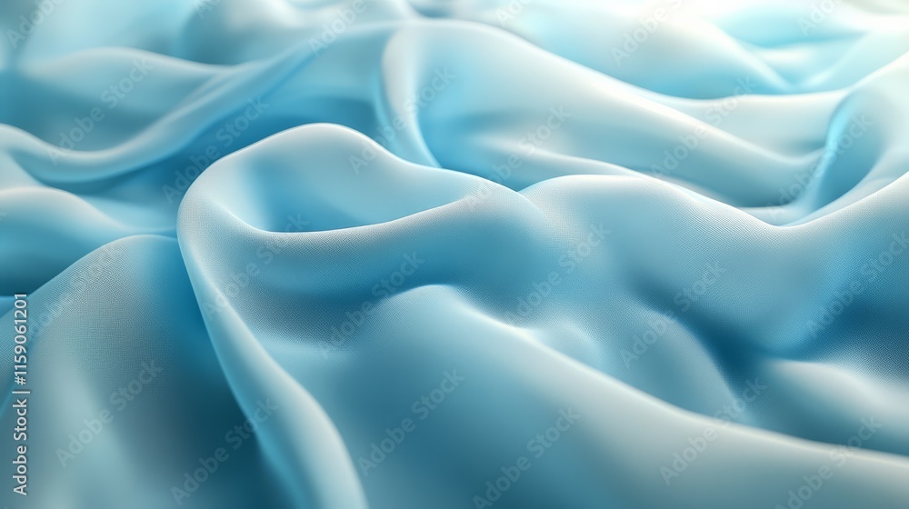 Obraz premium A close-up view of soft, flowing light blue fabric, showcasing its delicate texture and smooth drape.