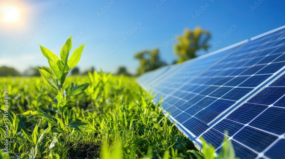 Fototapeta premium Bright Solar Panels in Industrial Environment