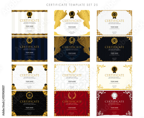 賞状セット（横向き）25　certificate　ディプロマ　表彰状　フレームデザイン