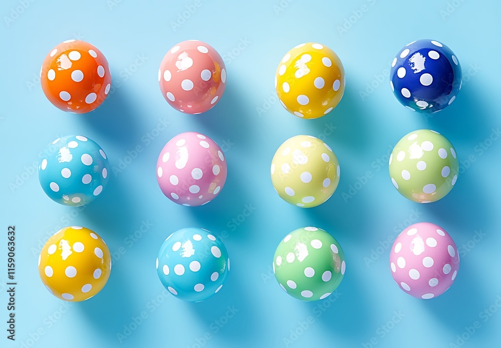 Colorful Easter eggs background with polka dots Colorful Easter eggs background with polka dots