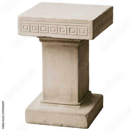 Small concrete pedestal with greek decoration on transparent background photo