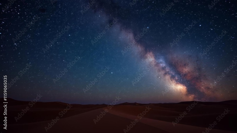Stunning Milky Way galaxy shining brightly over the vast Sahara desert sand dunes in Morocco, desert landscape, Morocco, Milky Way Stunning Milky Way galaxy shining brightly over the vast Sahara desert sand dunes in Morocco, desert landscape, Morocco, Milky Way