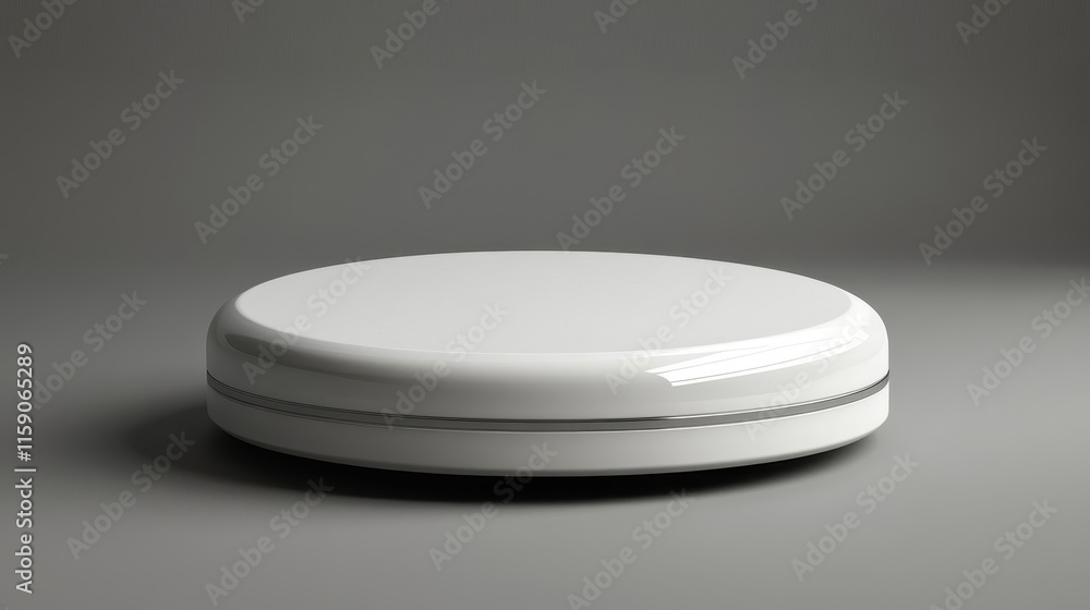 White Round Cosmetic Container on Gray Background White Round Cosmetic Container on Gray Background